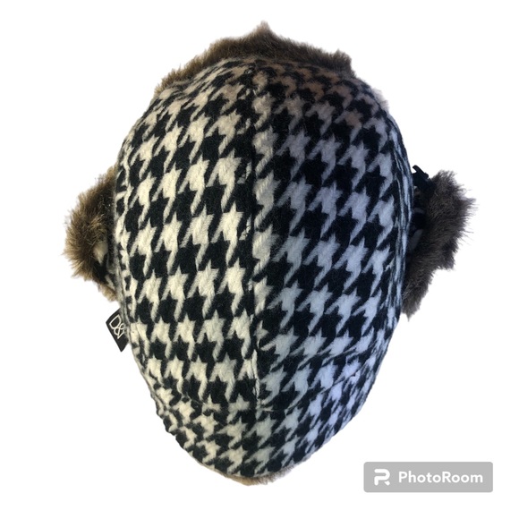 D&Y Houndstooth Faux Fur Trapper Ski Snowboard Hunter Hat - Picture 2 of 5